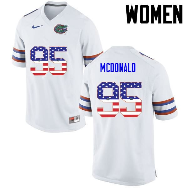 Women's NCAA Florida Gators Ray McDonald #95 Stitched Authentic USA Flag Fashion Nike White College Football Jersey SLM0365GT